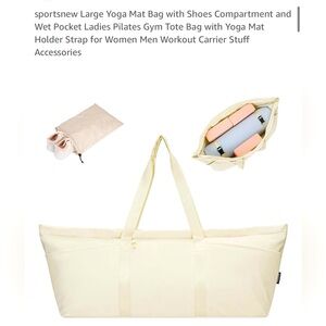 Cream Yoga Mat Bag with Compartments & Shoe Bag